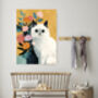 White Fluffy Cat Portrait Art Print, thumbnail 4 of 4