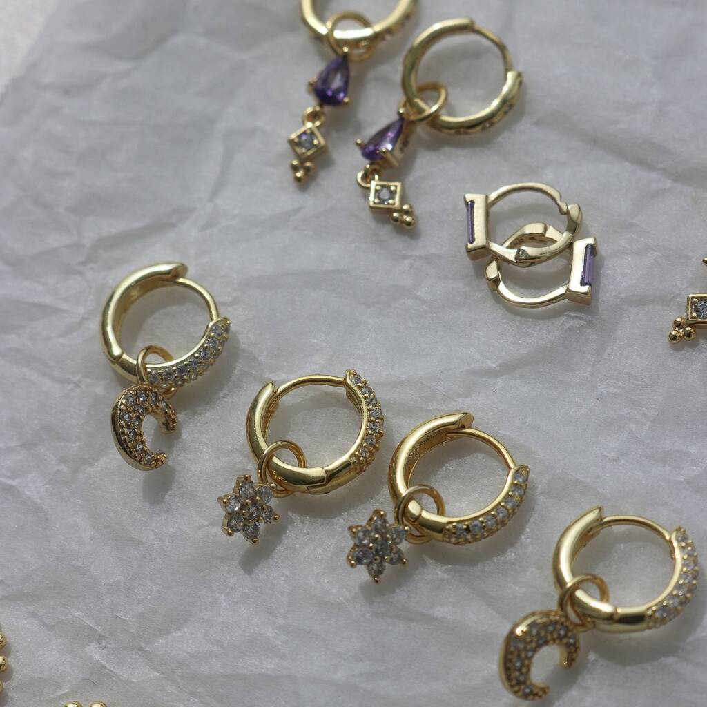 18k Gold Plated Flower Huggie Earrings By GOLD FOLK