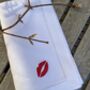 Embroidered Valentine Napkin With A Kiss Motif, thumbnail 2 of 8
