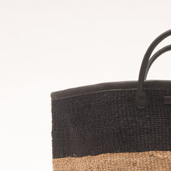 Kundi: Natural And Black Woven Laundry Basket, 3 of 6