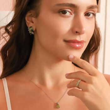 Emerald And Peridot Pear Cut Half Eternity Band In Sterling Silver And Gold Vermeil, 9 of 11