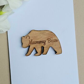 'Mummy Bear' Wooden Token And Card, 2 of 2