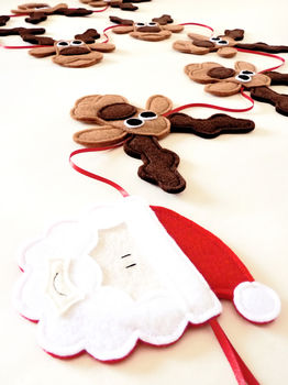 Handmade Felt Santa, Rudolph And Reindeer Bunting, 4 of 5