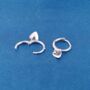 Silver Heasrt Charm Hoop Earrings, Unisex Hoop Earrings, Minimalistic Hoops, thumbnail 3 of 7