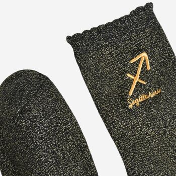 Women's Glitter Socks Black Gold Zodiac Sagittarius, 4 of 5