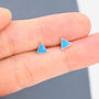 Sterling Silver Turquoise Blue Triangle Stud Earrings, thumbnail 6 of 12