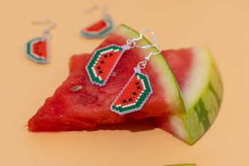 Make Your Own Watermelon Earrings Cross Stitch Kit, 4 of 4