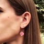 Rose Charm Gold Plated Hoop Earrings, thumbnail 3 of 7