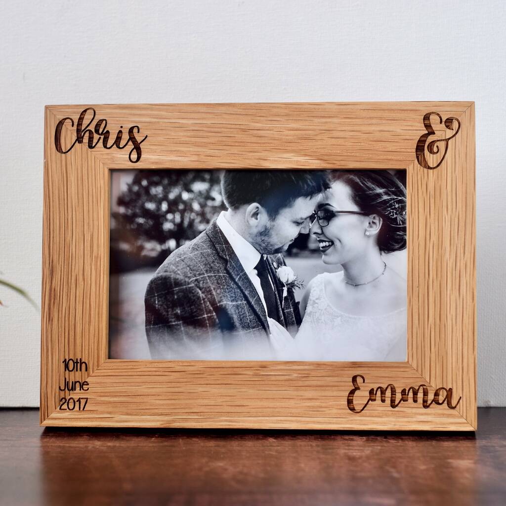 Personalised Names Solid Oak Photo Frame, 1 of 4