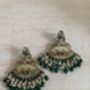 Emerald Green Peacock Dangle Indian Earrings, thumbnail 6 of 7