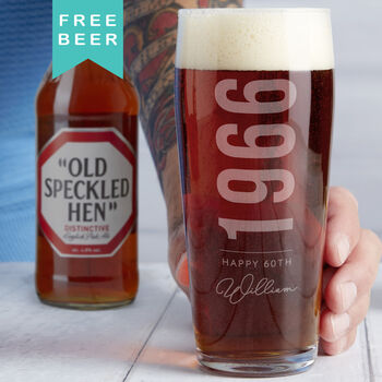 Personalised 60th Birth Year And Name Beer Glass, 3 of 10