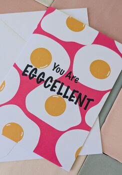 You Are Eggcellent Greeting Card – Pink With Eggs – Blank Inside, 2 of 4