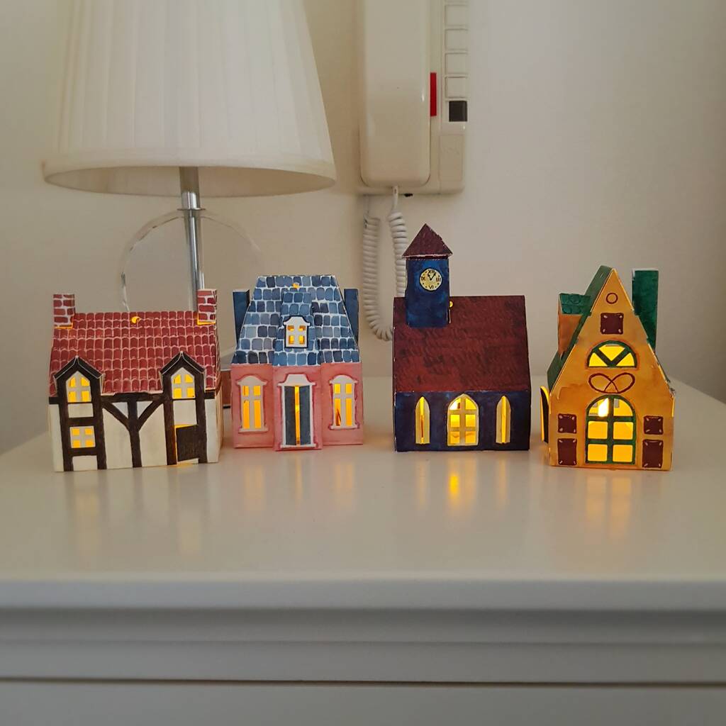 Make Your Own Four Houses Craft Kit Retro Decoration, 1 of 11