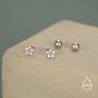 Tiny Open Star Screw Back Earrings In Sterling Silver, thumbnail 4 of 11