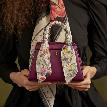 Floral Engravings Mini Plum Tote, 6 of 7