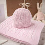 Baby Girls Pink Cable Blanket And Hat Gift Set, thumbnail 1 of 9