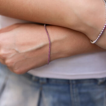 Fine Sterling Silver Cz Ruby Tennis Bracelet, 2 of 4