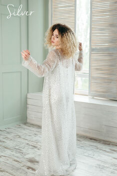 Silver Sequined Kimono | Sparkly Wedding Dress Cover, 2 of 12