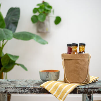 Brown Hanging Paper And Leather Planter Or Storage Bag, 7 of 12