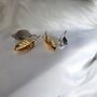 Textured Leaf Stud Earrings In 16 K Gold And 925 Sterling Silver, thumbnail 9 of 12