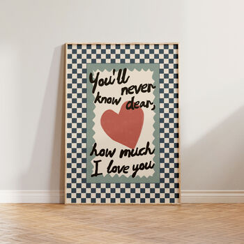 How Much I Love You Checkered Nursery Print, 3 of 12