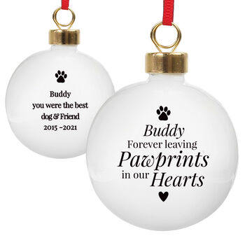 Personalised Pawprints Memorial Bauble, 2 of 3