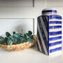 Blue And White Striped Ceramic Ginger Jar, thumbnail 1 of 5