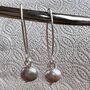 Grey Pearl Earrings On Long Sterling Silver Hooks, thumbnail 2 of 4