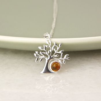 Sterling Silver Amber Tree Of Life Necklace, 2 of 9