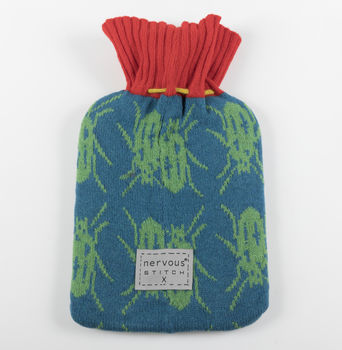 Beetle Knitted Hot Water Bottle Cover, 5 of 9