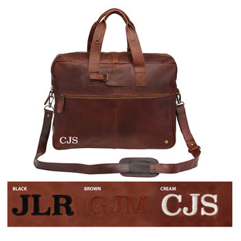Personalised Leather Classic Holdall In Brown Or Black, 8 of 12