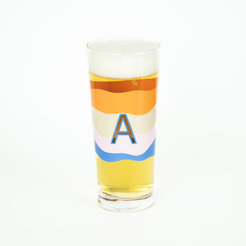 Personalised Wavy Stripe Initial Printed Pint Glass, 3 of 9