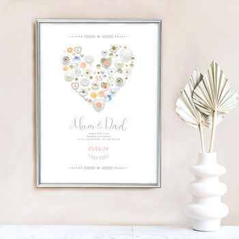 Personalised 35th Coral Wedding Anniversary Print, 2 of 3