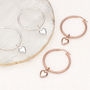 18ct Gold Plated Or Silver Heart Charm Hoop Earrings, thumbnail 1 of 5