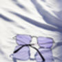 Purple Nose Bridge Angular Rectangle Aviator Sunglasses, thumbnail 4 of 9