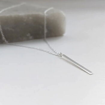 Sterling Silver Long Bar Necklace, 2 of 11