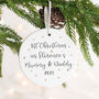 1st Christmas As Mummy Daddy Metallic Tree Decoration, thumbnail 2 of 5