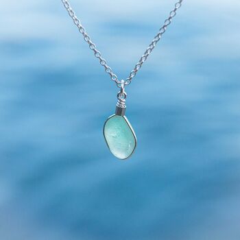 Cornish Sea Glass Pendant Aqua, 6 of 8