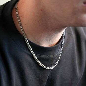 Silver Matte Stainless Steel 5mm Chain Necklace, 3 of 9