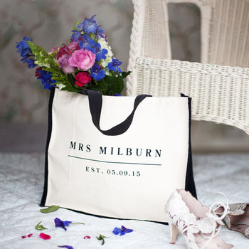 Personalised 'Mrs' Wedding Date Bag, 5 of 6