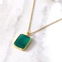 'The Rectangle' Green Onyx Gold Plated Necklace, thumbnail 4 of 7