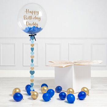 Personalised Blue Heart Confetti Bubble Balloon, 2 of 2