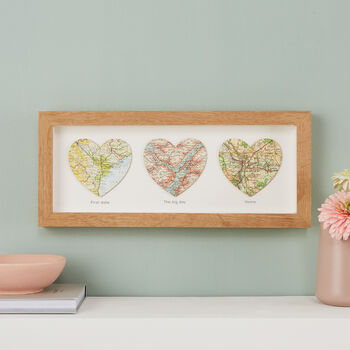 Three Personalised Map Heart Print, 4 of 12