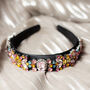 Gem Detailed Floral Headband In Black, thumbnail 4 of 4