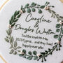 Personalised Wedding/Engagement Wreath Hand Embroidery, thumbnail 3 of 6
