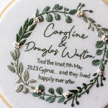 Personalised Wedding/Engagement Wreath Hand Embroidery, 3 of 6