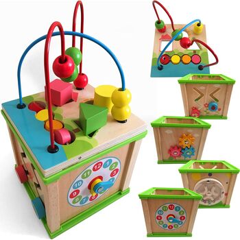 Multi Activity Wooden Activity Cube, 2 of 7