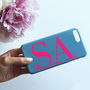 Grey And Neon Pink Monogram Phone Case, thumbnail 3 of 7