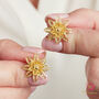 Filigree Flower Petals Gold Plated Stud Earrings, thumbnail 5 of 9