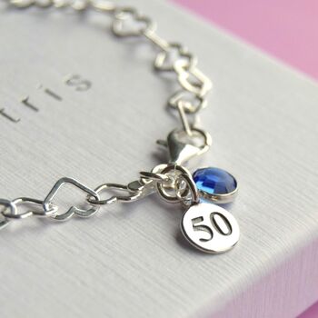 Sterling Silver 50th Bracelet With Birthstone, 2 of 4